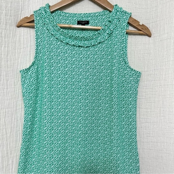 TALBOTS green & white print cotton midi dress SP - Picture 3 of 5